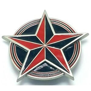 NAUTICAL 2002 STAR BELT BUCKLE #4613 RED & BLACK FREE SHIPPING